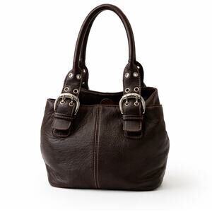 Vintage 90s Chocolate Brown Leather Satchel Quiet Luxury Small Bag